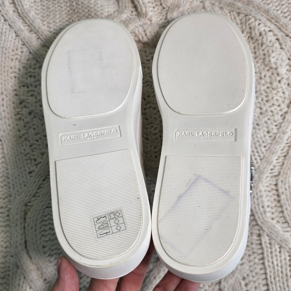Karl Lagerfeld Paris Cambria Mule Sneakers Cat Charms White Purple Women 9 NEW - Picture 7 of 7